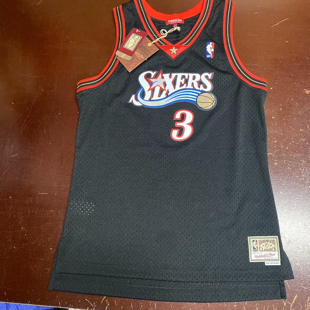 Mitchell And Ness Womens Black Allen Iverson Philadelphia 76ers Jersey Size L